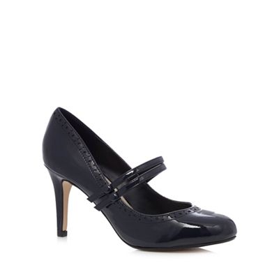 The Collection Navy patent 'Mary-Jane' court shoes